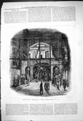 Original Old Antique Print 1877 Temple Bar Gaslight England Architecture 19th