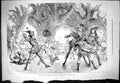 Antique Old Print 1877 Scene Harlequin White Cat Drury Lane Theatre Actors 19th