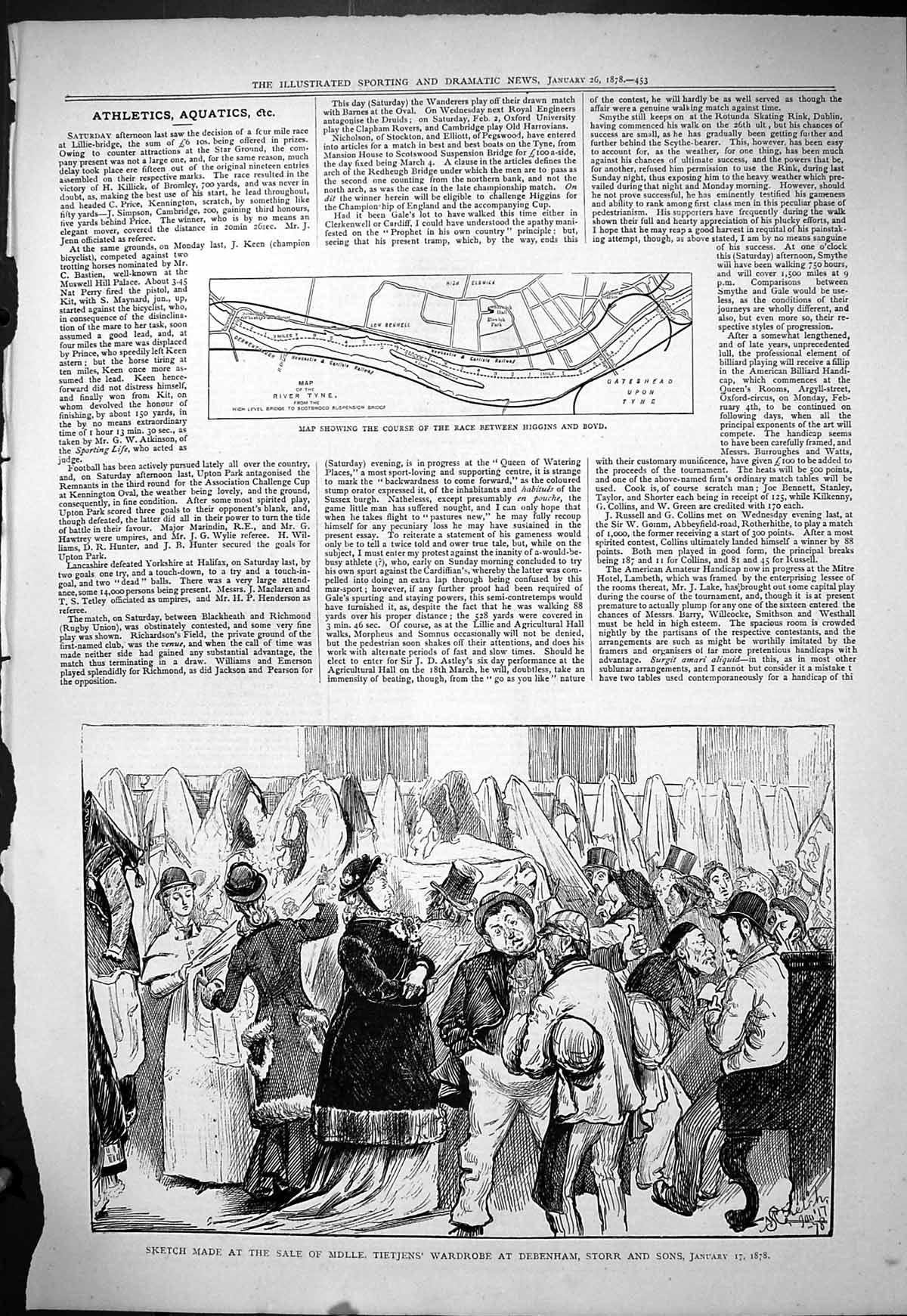 Old 1878 Sale Mddle Teitjens Wardrobe Debenham Storr Map River Tyne H Victorian