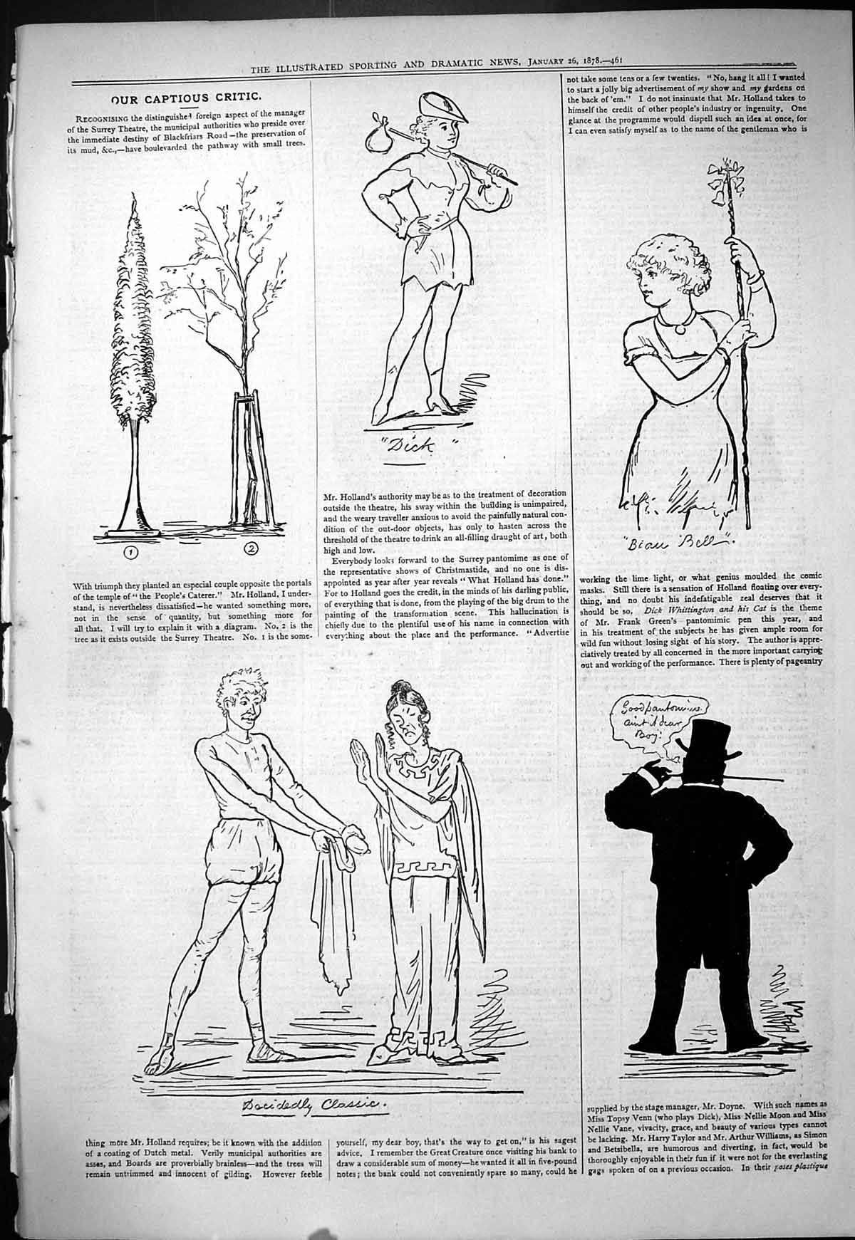 Antique Old Print 1878 Theatre Captious Critic Surrey Holland Beautiful Woman