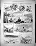 Old Print 1878 Boat Race Higgins Boyd England Challenge Cup Sport Thames 19th