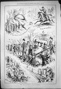 Original Old Antique Print 1878 Sport Prince Wales Hamilton Hunting Shooting