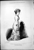 Old Antique Print 1878 Portrait Walking Lady Theatrical House Jack Built 19th