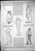 Original Old Antique Print 1878 Captious Critic Theatre Actors Sketches 19th