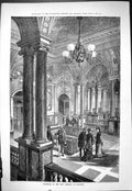 Antique Print 1878 Interior Vestibule Theatre Dresden Germany Architecture 19th