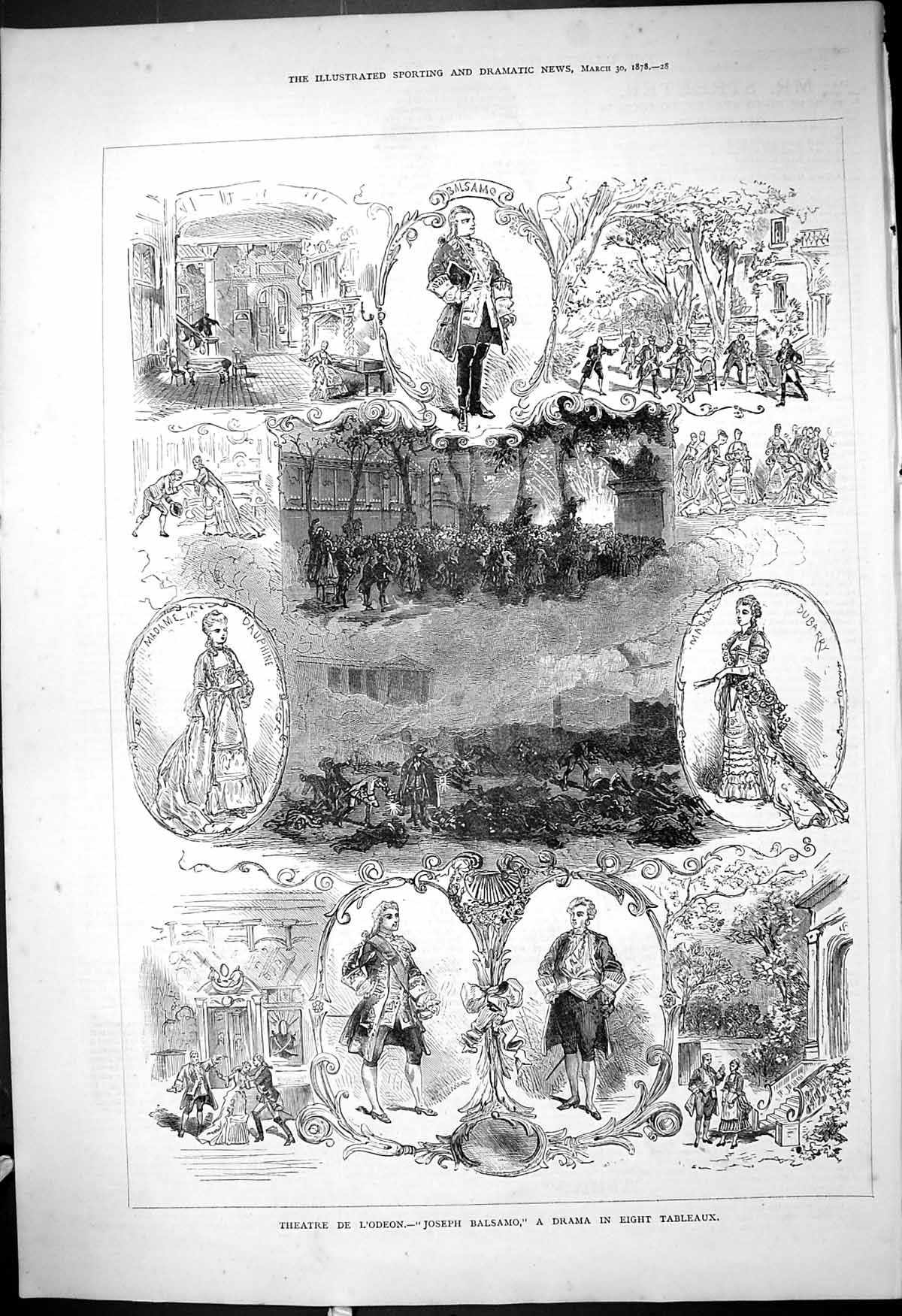 Old 1878 Theatre De L'Odeon Joseph Balsamo Drama Eight Tableaux Daphi Victorian
