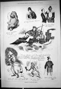 Original Old Antique Print 1878 Humours Month River Boat Winter Snow Scene 19th