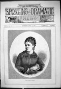 Original Old Antique Print Portrait Mdlle. Marie Fechter Beautiful Woman 1878