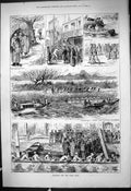 Antique Old Print 1878 Boat Race River Training Coaching Steam Launch Sport