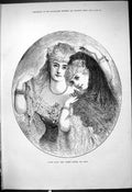 Original Old Antique Print 1878 Light Blue Dark After Race Beautiful Women 19th