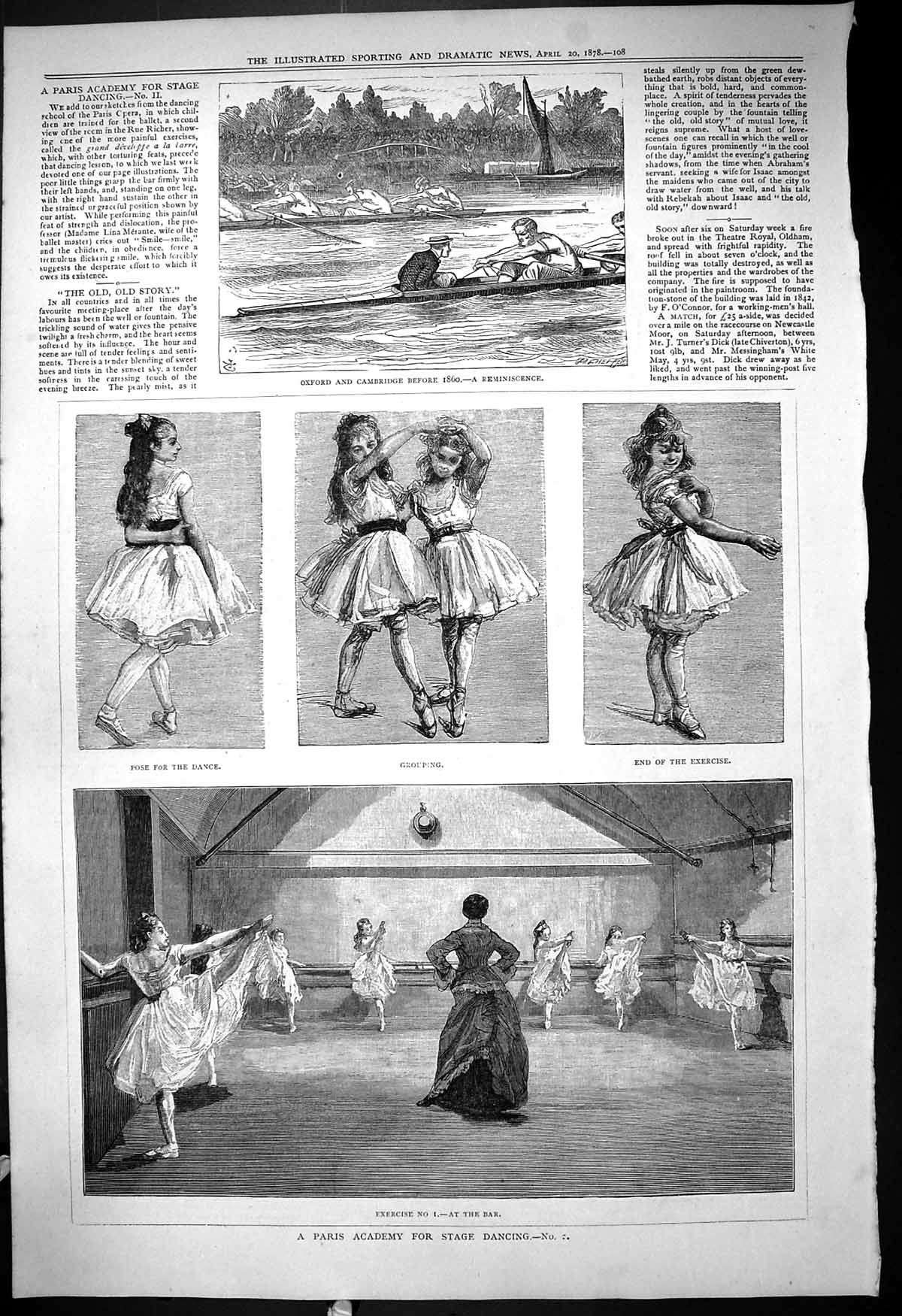 Old Oxford Cambridge Boat Race 1878 Paris Academy Stage Dancing Balle Victorian