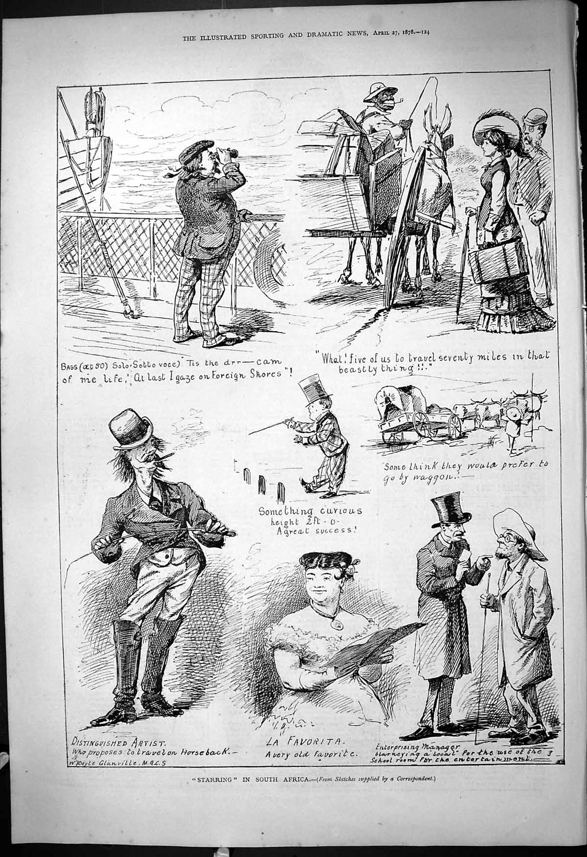 Antique Old Print 1878 Starring South Africa Ship Deck Horse Transport Coach