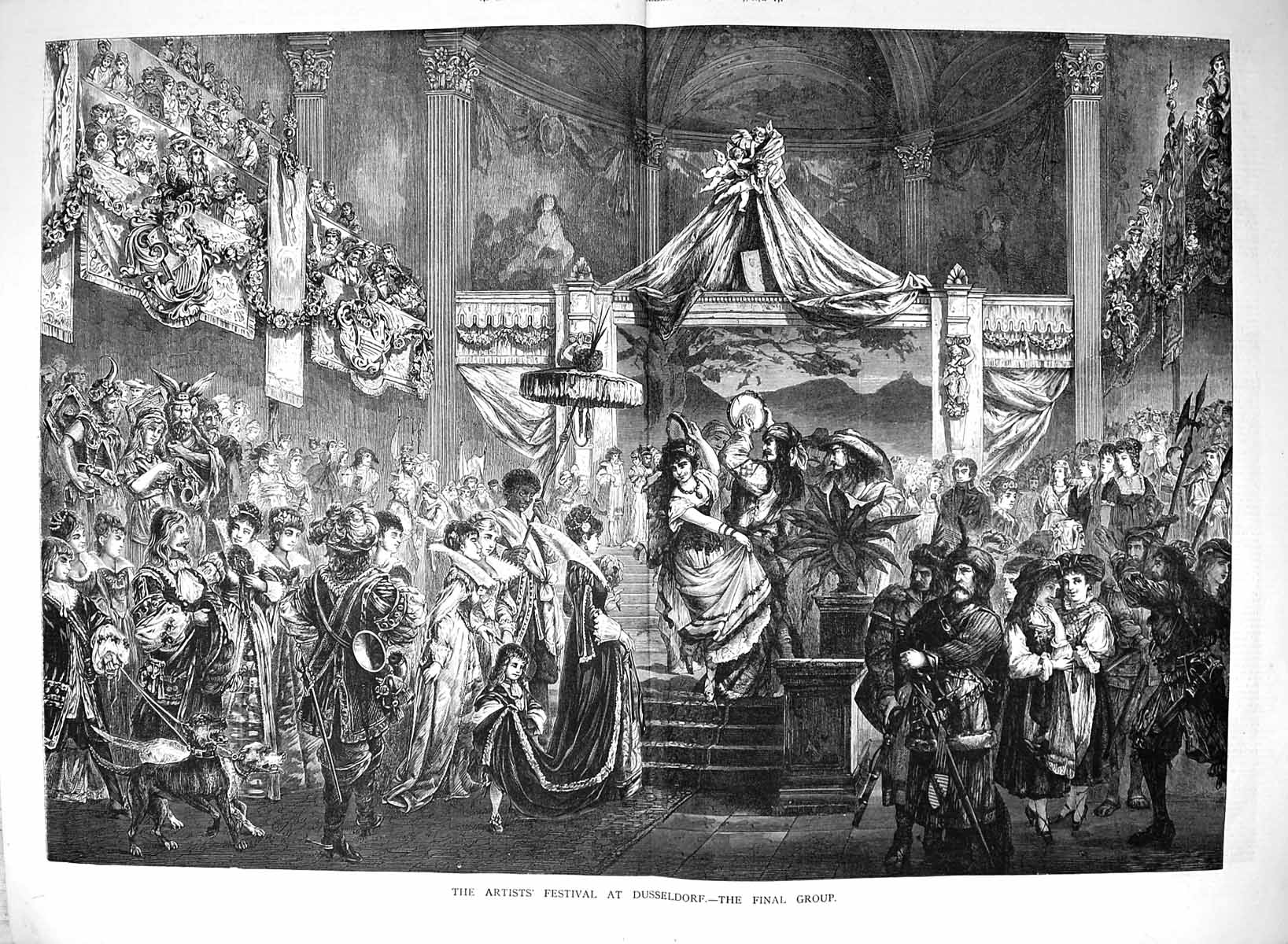 Old Antique Print 1878 Artist'S Festival Dusseldorf Final Group Germany 19th