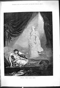 Antique Old Print 1878 Scene Wieland Oberon Huron Dream Man Sleeping Theatre