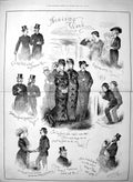 Old Antique Print 1878 Sketches Academy Week Louie Nellie Romance Brown 19th