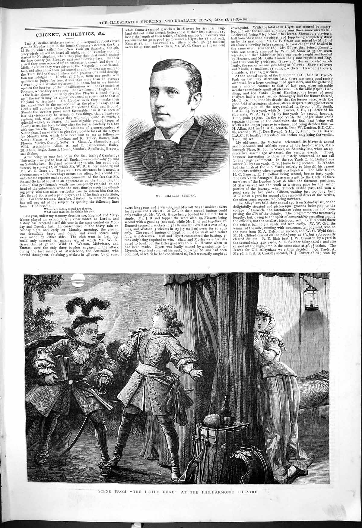 Old 1878 Portrait Mr Charles Sugden Little Duke Philharmonic Theatre Victorian
