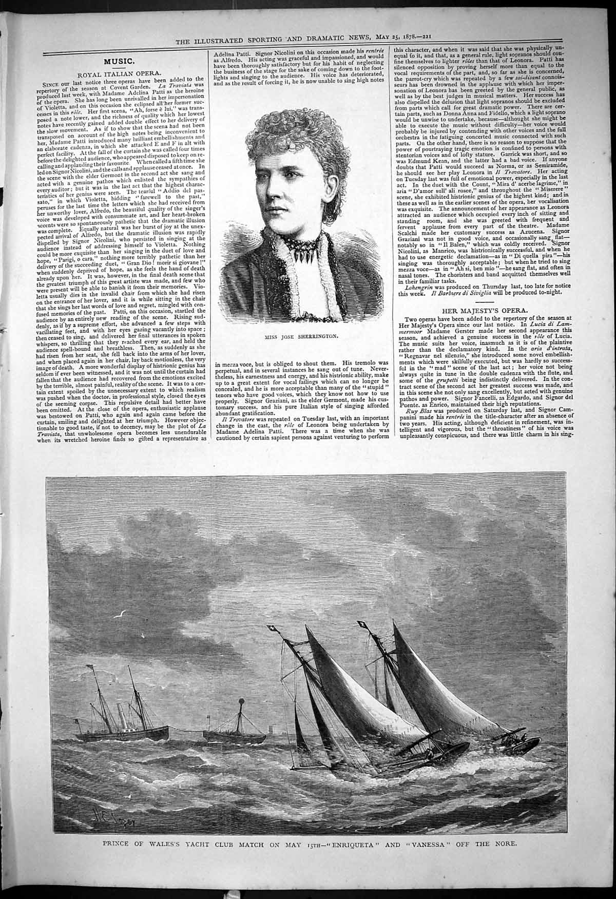 Old Portrait Miss Jose Sherrington 1878 Prince Wales Yacht Club Enriq Victorian