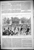 Original Old Antique Print 1878 Bicycle Meet Hampton Court Return Lion Gates