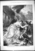 Antique Old Print 1878 Scene Famous Opera Tristan Ise Ride Walkuren Theatre