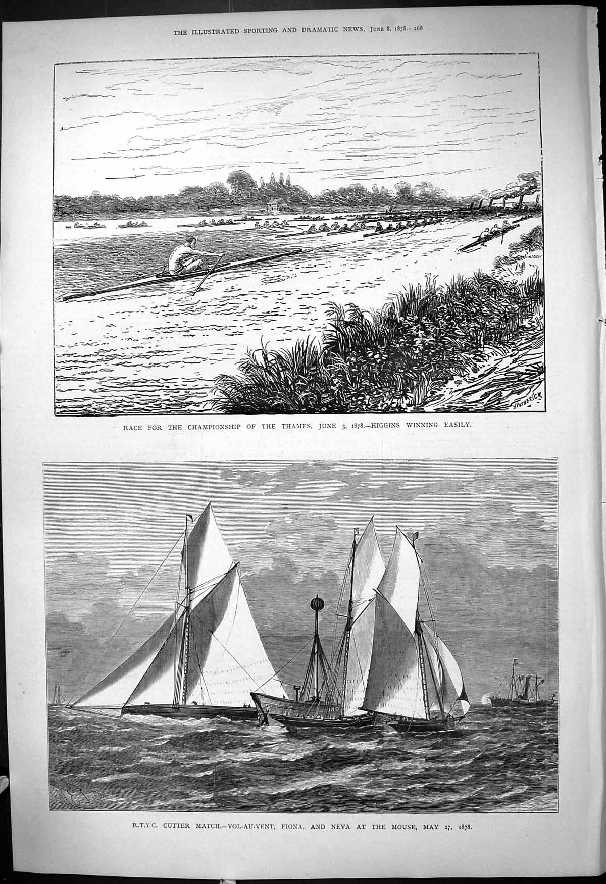 Old 1878 Yachts Cutter Match Vol-Au-Vent Fiona Neva Mouse Higgins Row Victorian