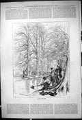 Original Old Antique Print 1878 Rook Shooting Birds Hunting Trees Temple 19th