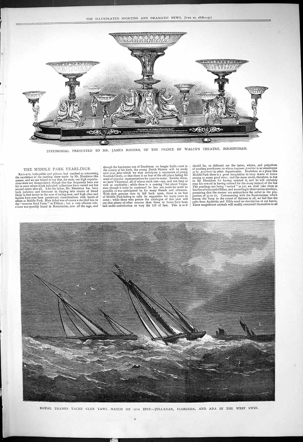 Old Royal Thames Yachts Jullanar Florinda Ada 1878 Testimonial Rogers Victorian
