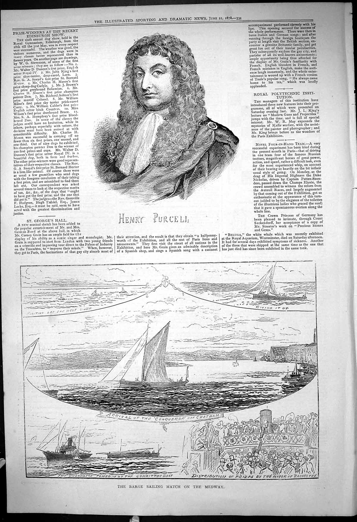 Old Barge Sailing Match Medway Conqueror Chatham 1878 Portrait Henry Victorian