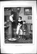 Original Old Antique Print 1878 Children Waiting For Doctor Parrot Bird 19th