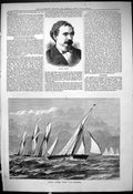 Antique Old Print 1878 Portrait Signor Ferri Royal Ulster Yacht Club Regatta