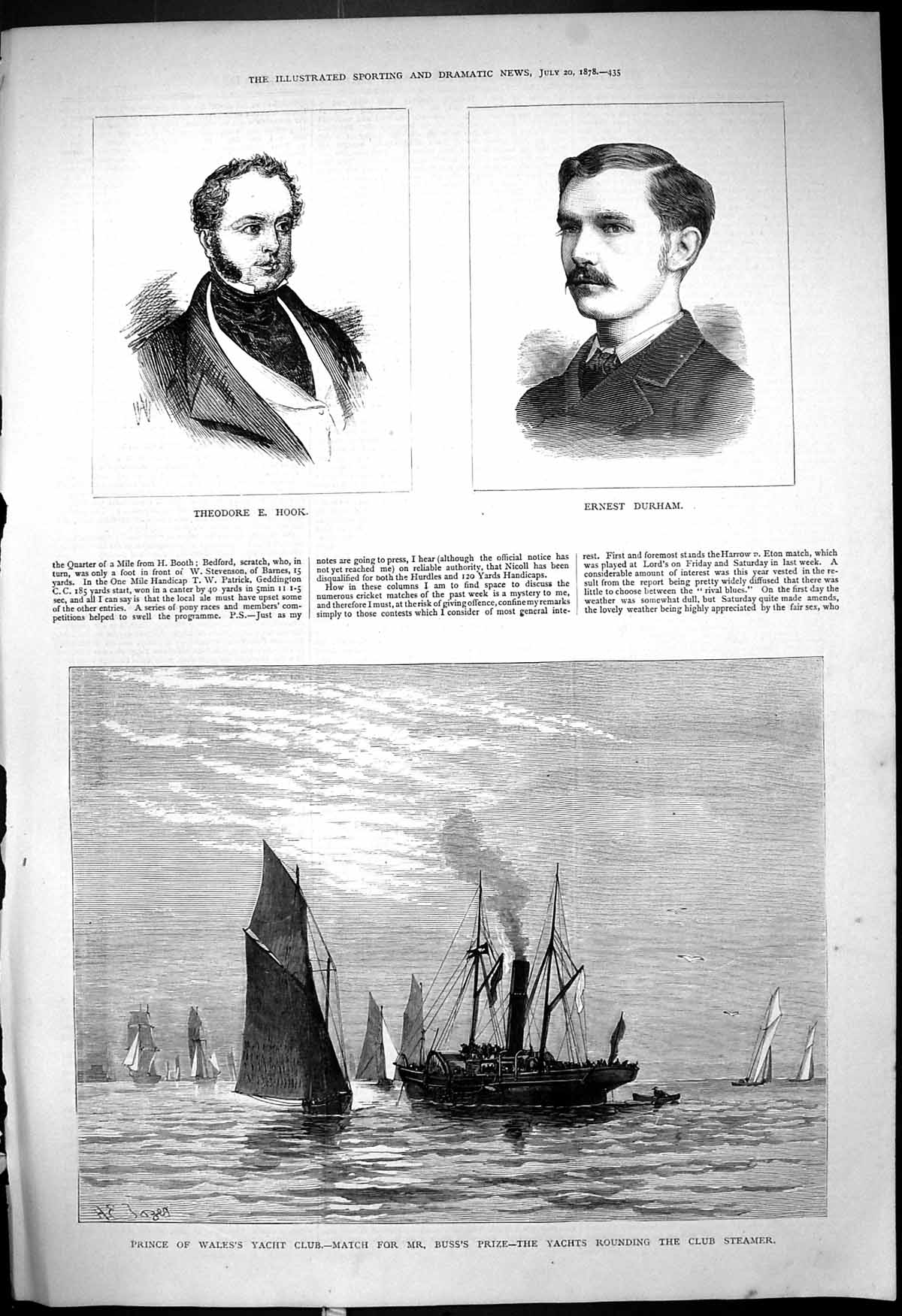 Old Portrait Theodore Hook Ernest Durham 1878 Prince Wales Yacht Club Victorian