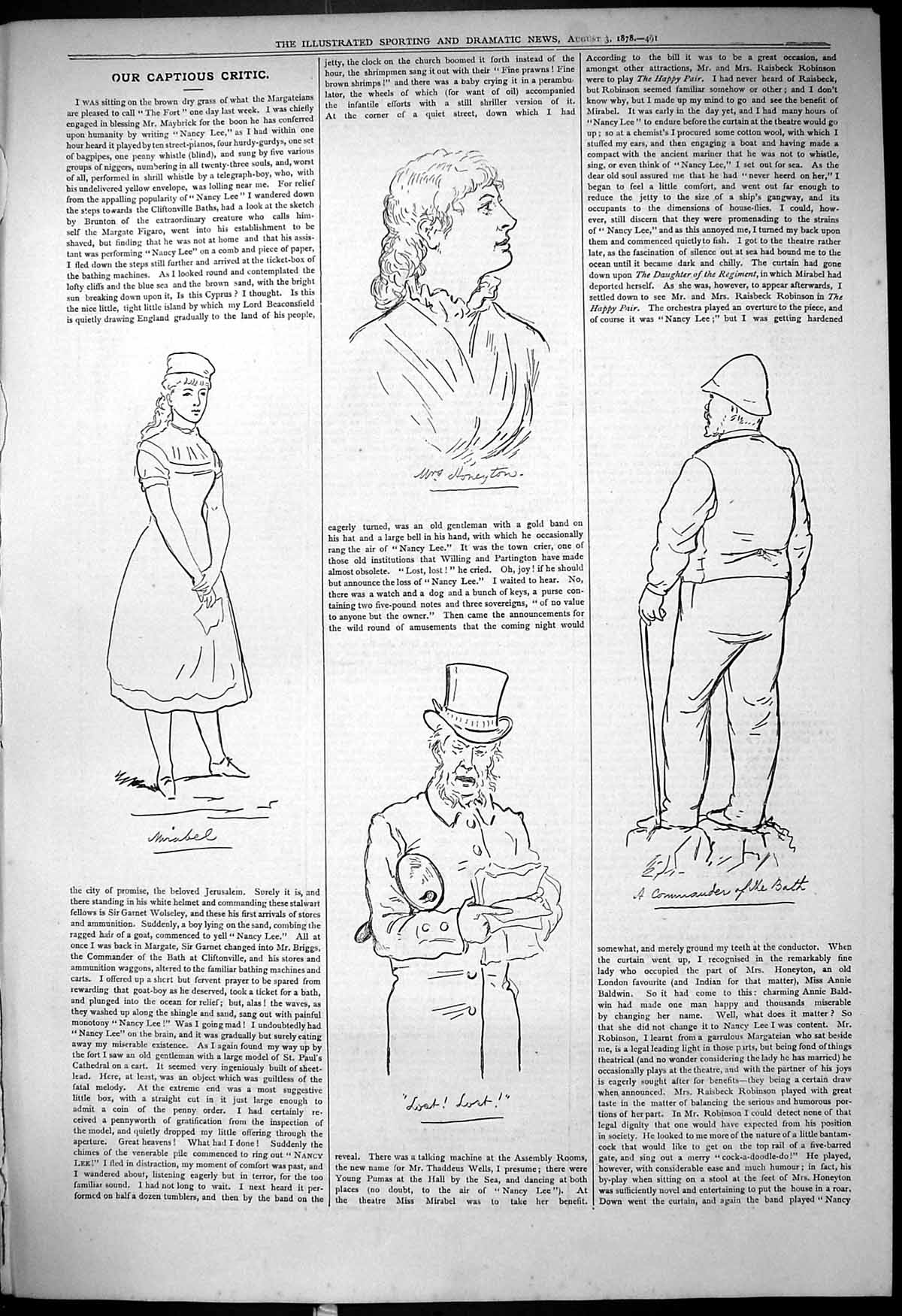 Antique Print 1878 Theatre Captious Critic Honeyton Mirable Actress Actors 19th
