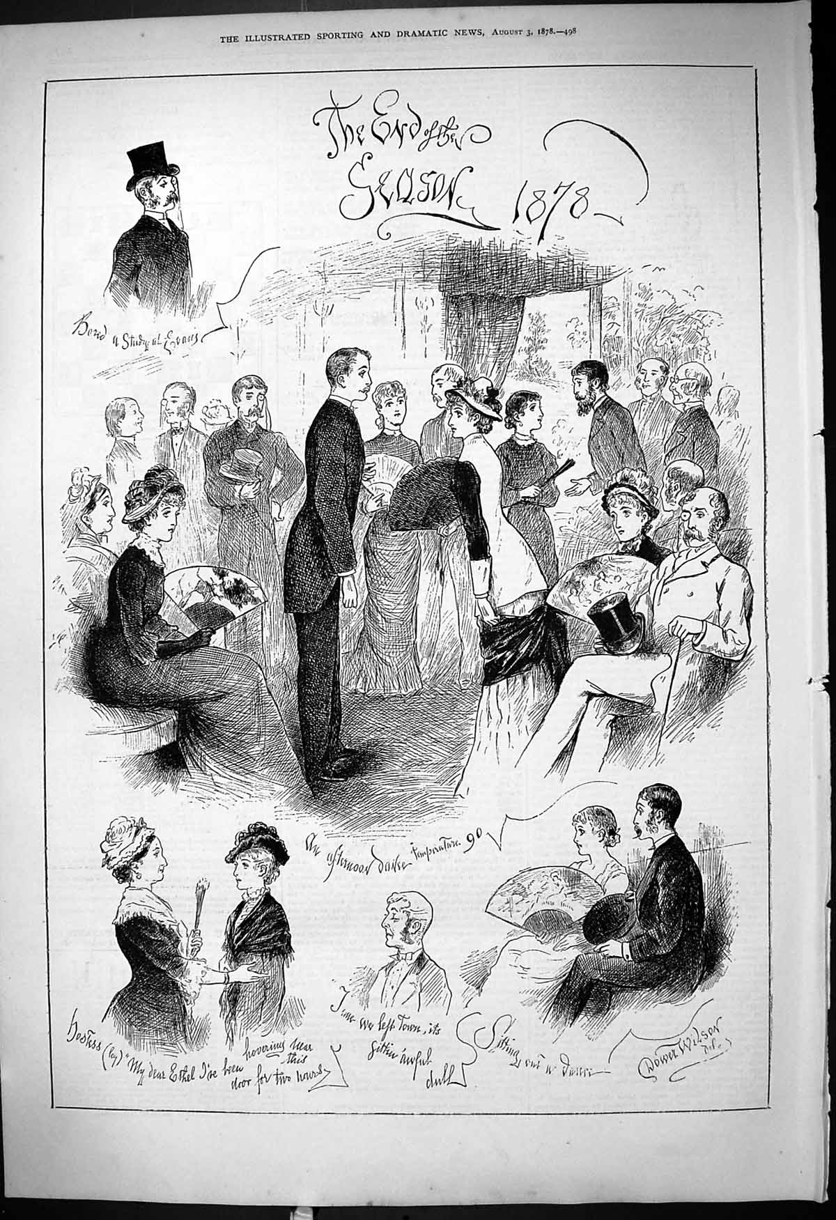 Antique Print 1878 End Hunting Season Afternoon Dance Romance Entertainment