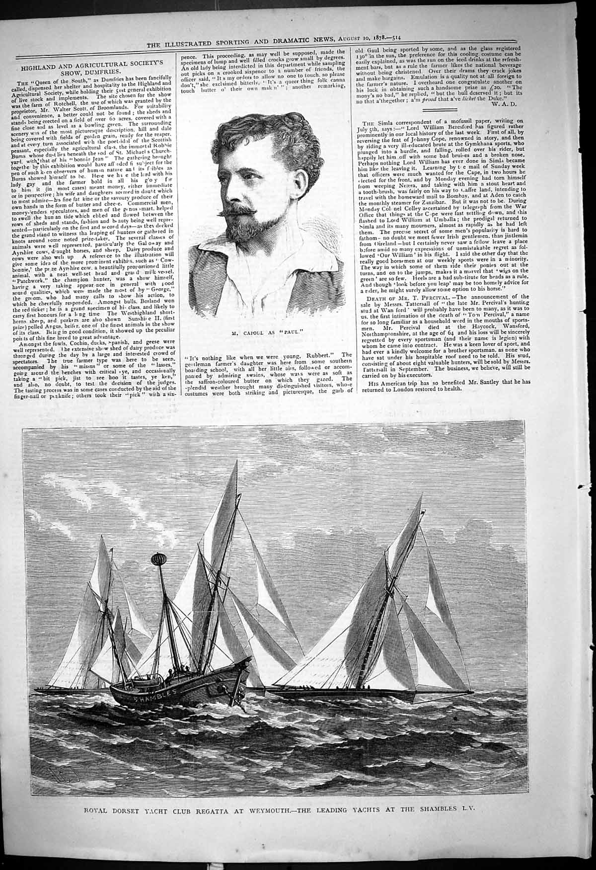 Old Dorset Yacht Club Regatta Weymouth Shambles 1878 Portrait Capoul Victorian