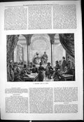 Original Old Antique Print 1878 Moorish CafÇ Paris France Music Entertainment
