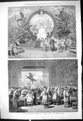 Old Antique Print 1878 Scene Opera Auber Brazen Horse Theatre Performance 19th