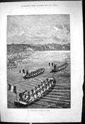 Original Old Antique Print 1878 International Regatta Boats Paris France 19th