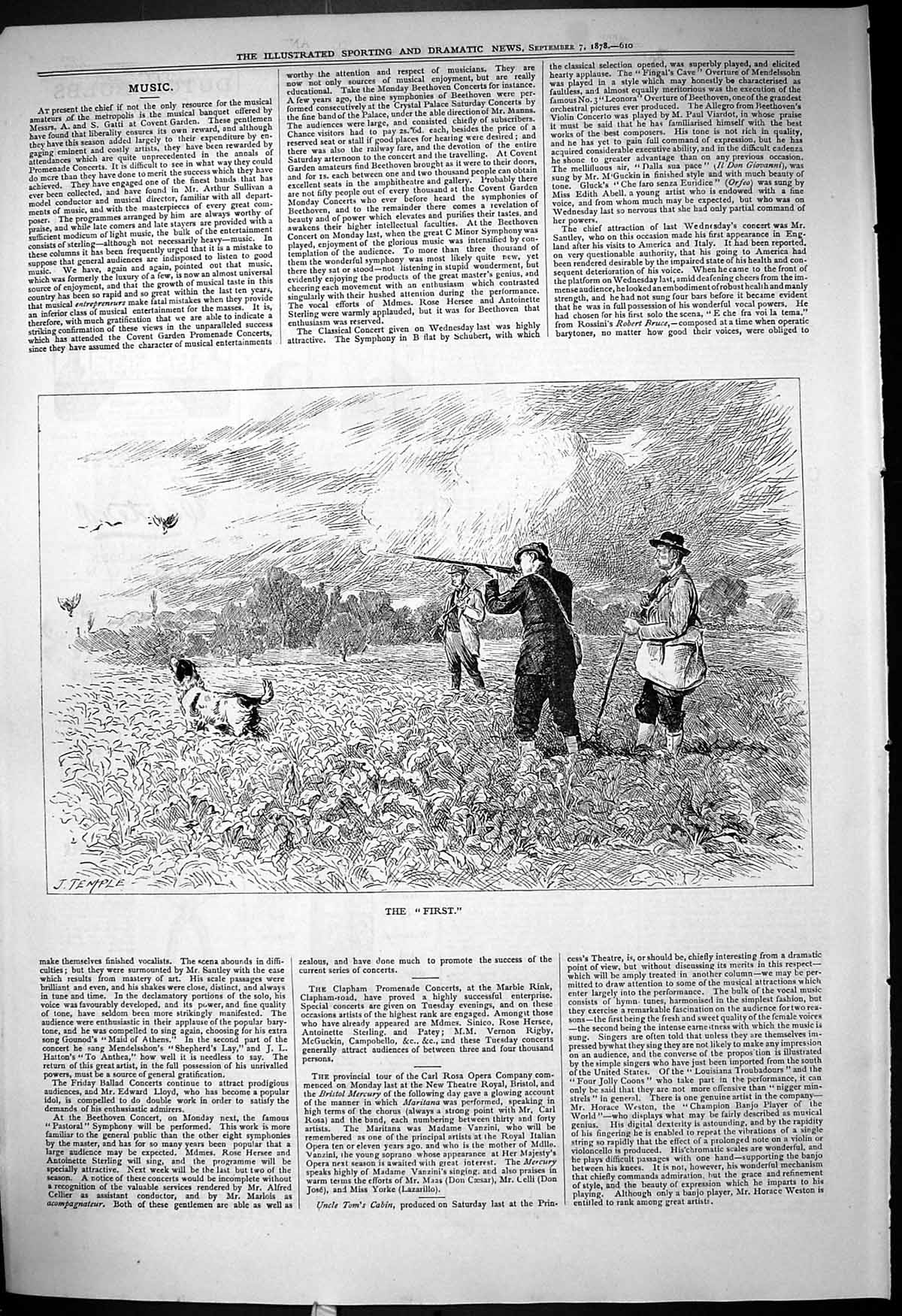 Original Old Antique Print 1878 First Grouse Shooting Hunting Sport Dogs 19th