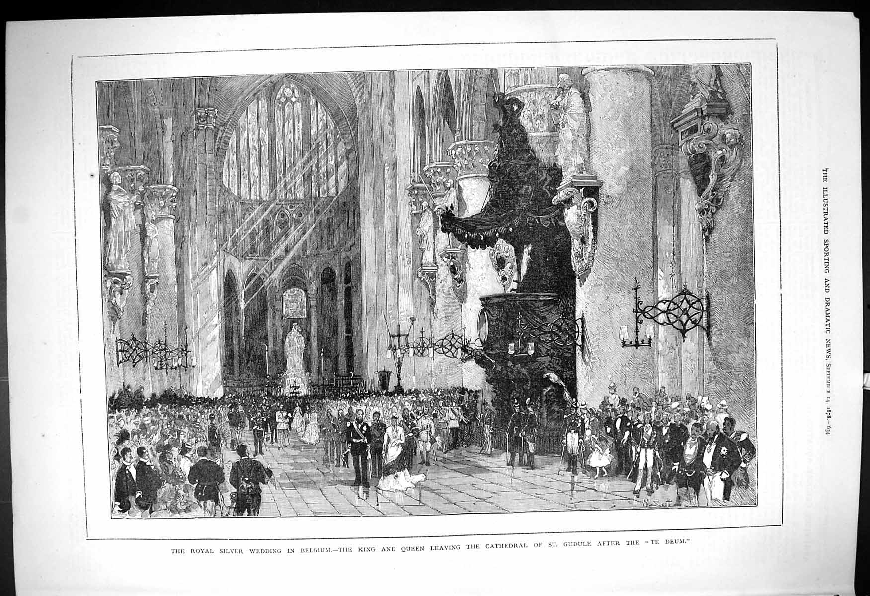 Old 1878 Royal Silver Wedding Belgium King Queen Cathedral Gudule Te Victorian
