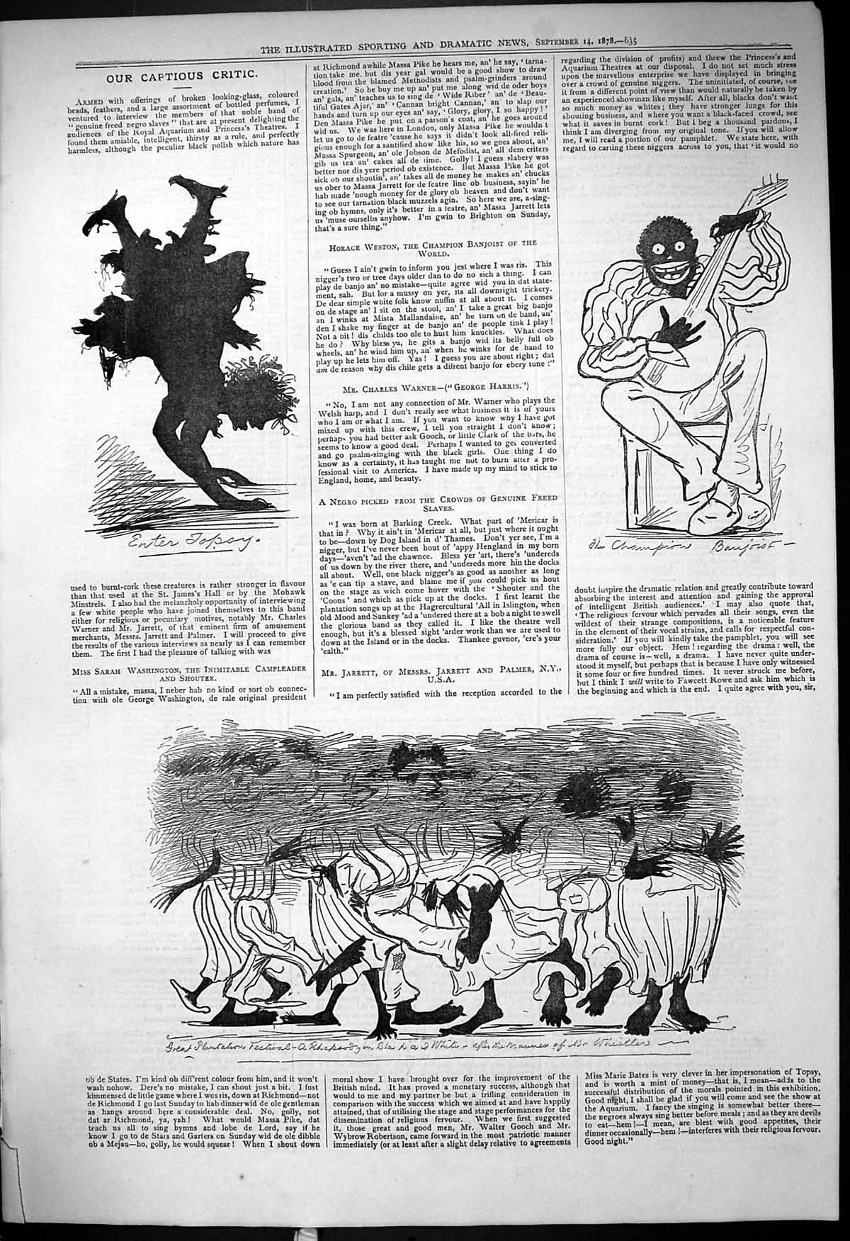 Antique Print 1878 Princess'S Theatre Captious Critic Slaves Royal Aquarium