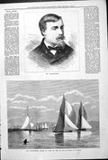Antique Old Print Mr Alma-Tadema Ryde Match Sailing Boats Ten-Tonners 1878 19th