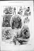 Old Antique Print Pencillings From Plays Sketches Park Theatre Slave 1878 19th