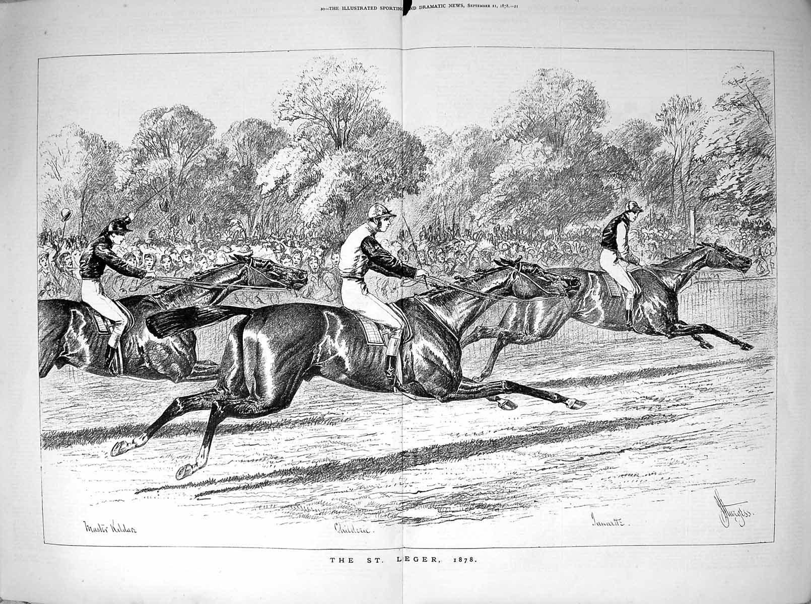 Old The St Leger 1878 Horse Racing Kildare Childric Junnette Sturgess 0 19th