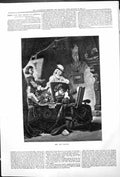 Original Old Antique Print Art And Nature Indoor Painting Scene Men Woman 1878