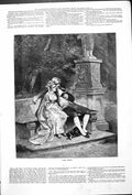 Antique Old Print The Poem Romantic Outdoor Scene Man Beautiful Woman 1878 19th