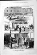 Original Old Antique Print Military Riding School Hanover 1878 Horses Stables