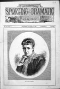 Original Old Antique Print Portrait Miss Agnes Leonard Beautiful Woman 1878
