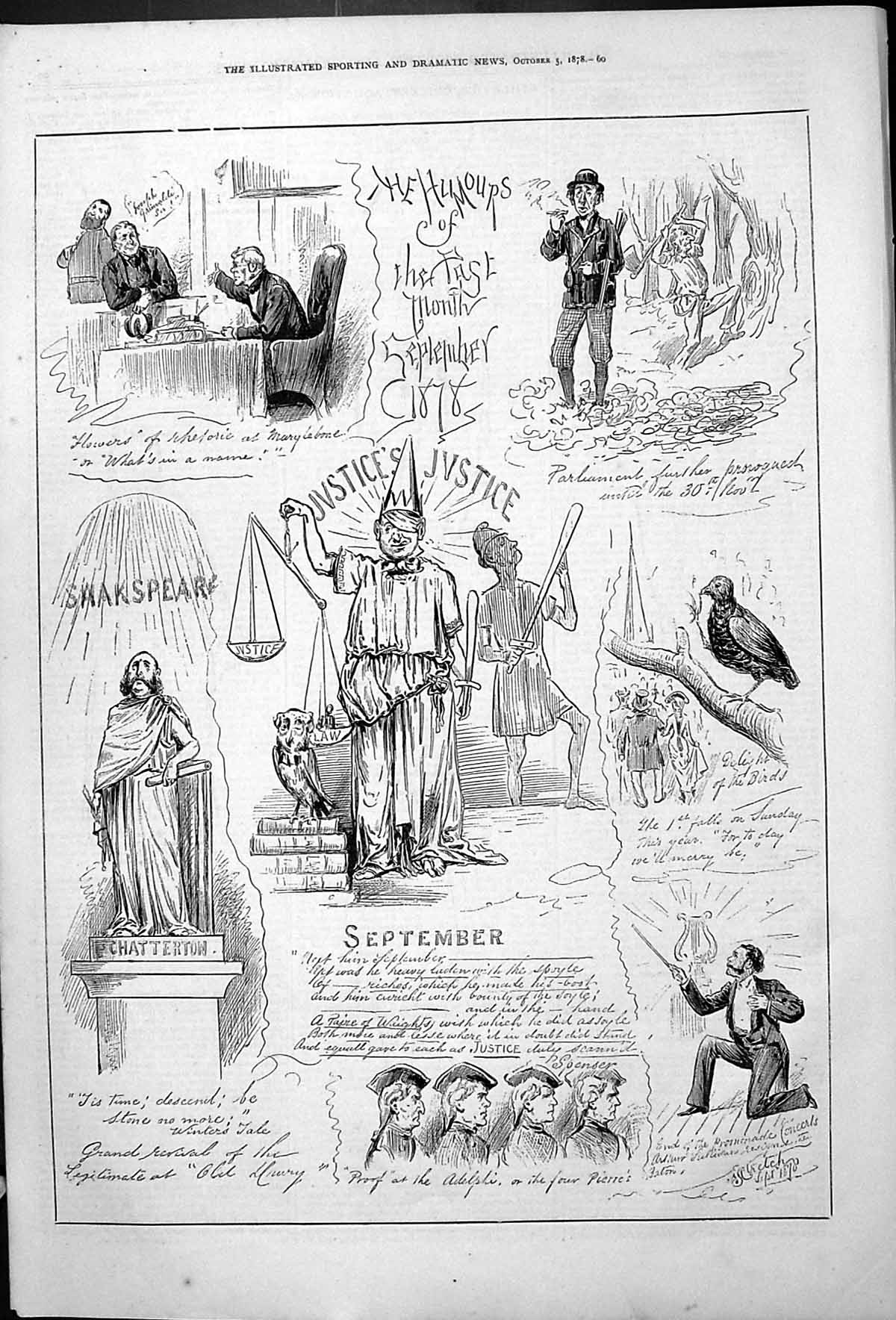 Antique Print Humours Past Month September Justice Shakspear Catterton 1878