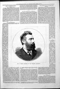 Original Old Antique Print Reeves Smith Brighton Aquarium Manager Portrait 1878