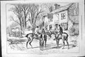 Original Old Antique Print Draught By Way Stags Head Horses Men Sturgess 1878
