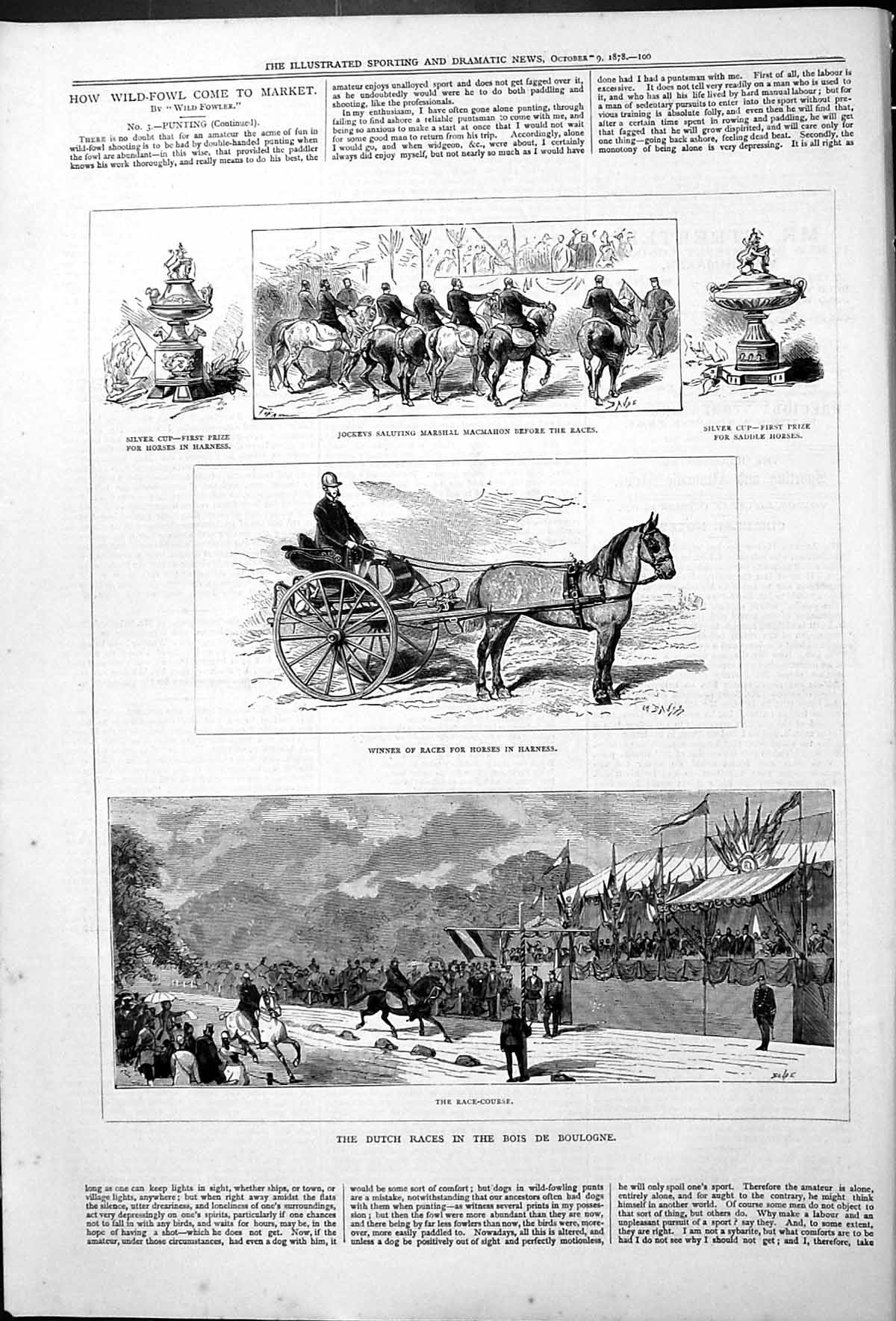 Old Bois Boulogne Races Horses Harness Race-Course Jockeys Marshal Ma